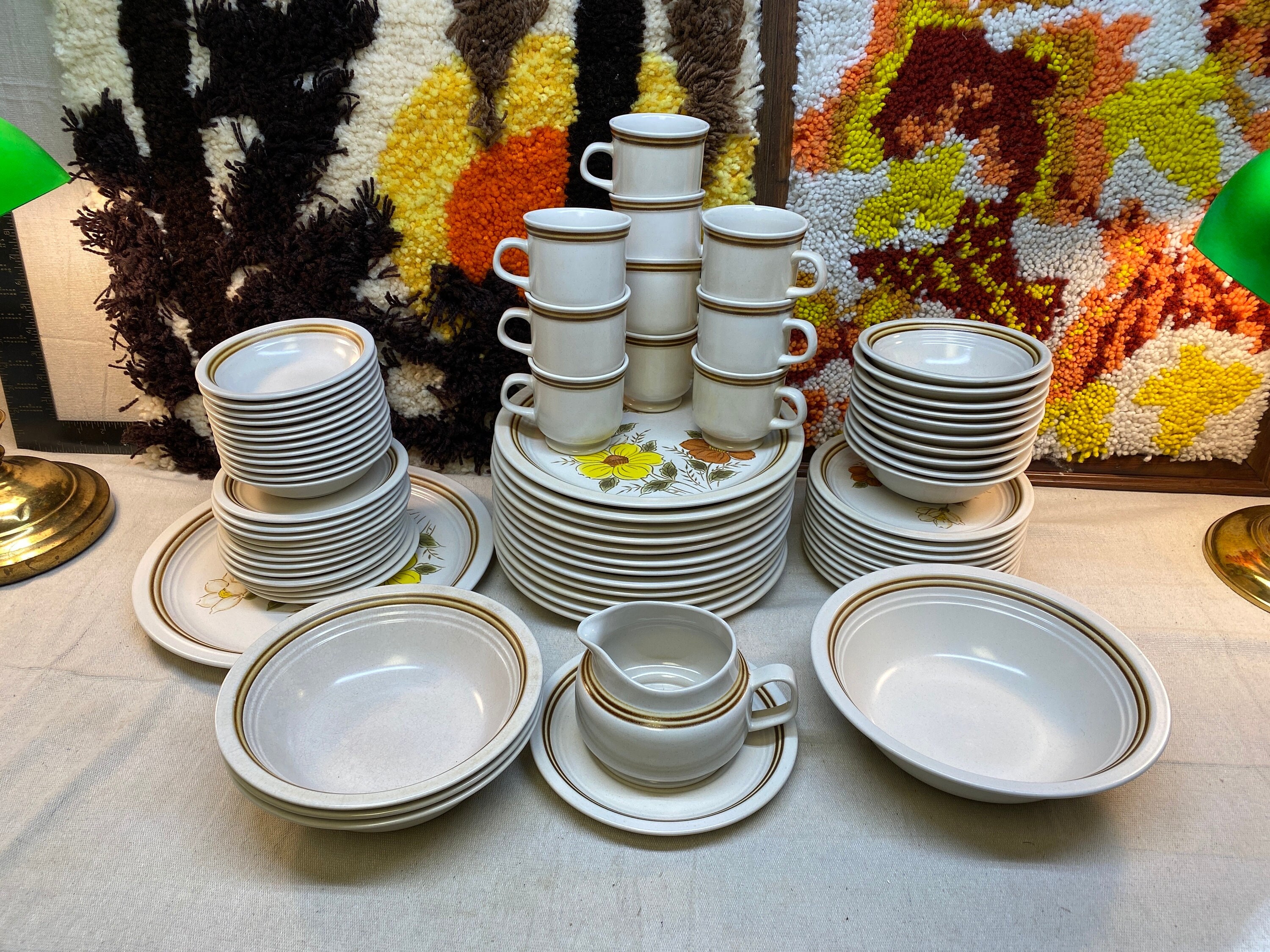 Vintage 74 Piece Woodberry Painted Meadow Stoneware Collection