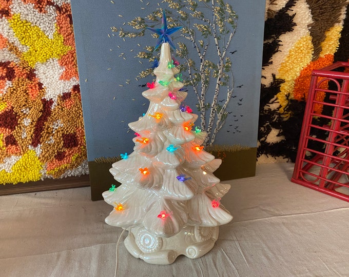 Vintage White Ceramic Christmas Tree Etsy