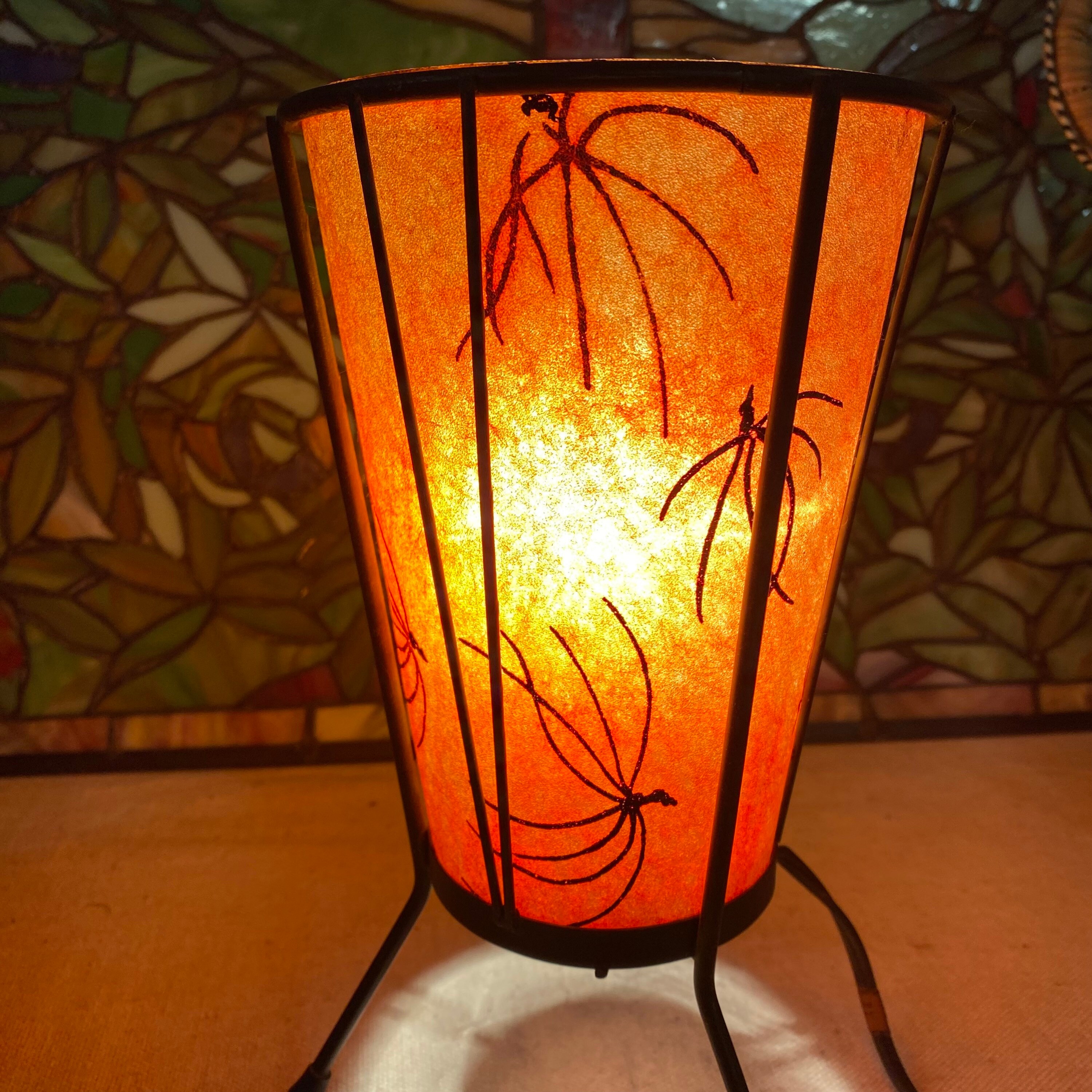 vintage-metal-mcm-tripod-lamp-with-fiberglass-shade-etsy