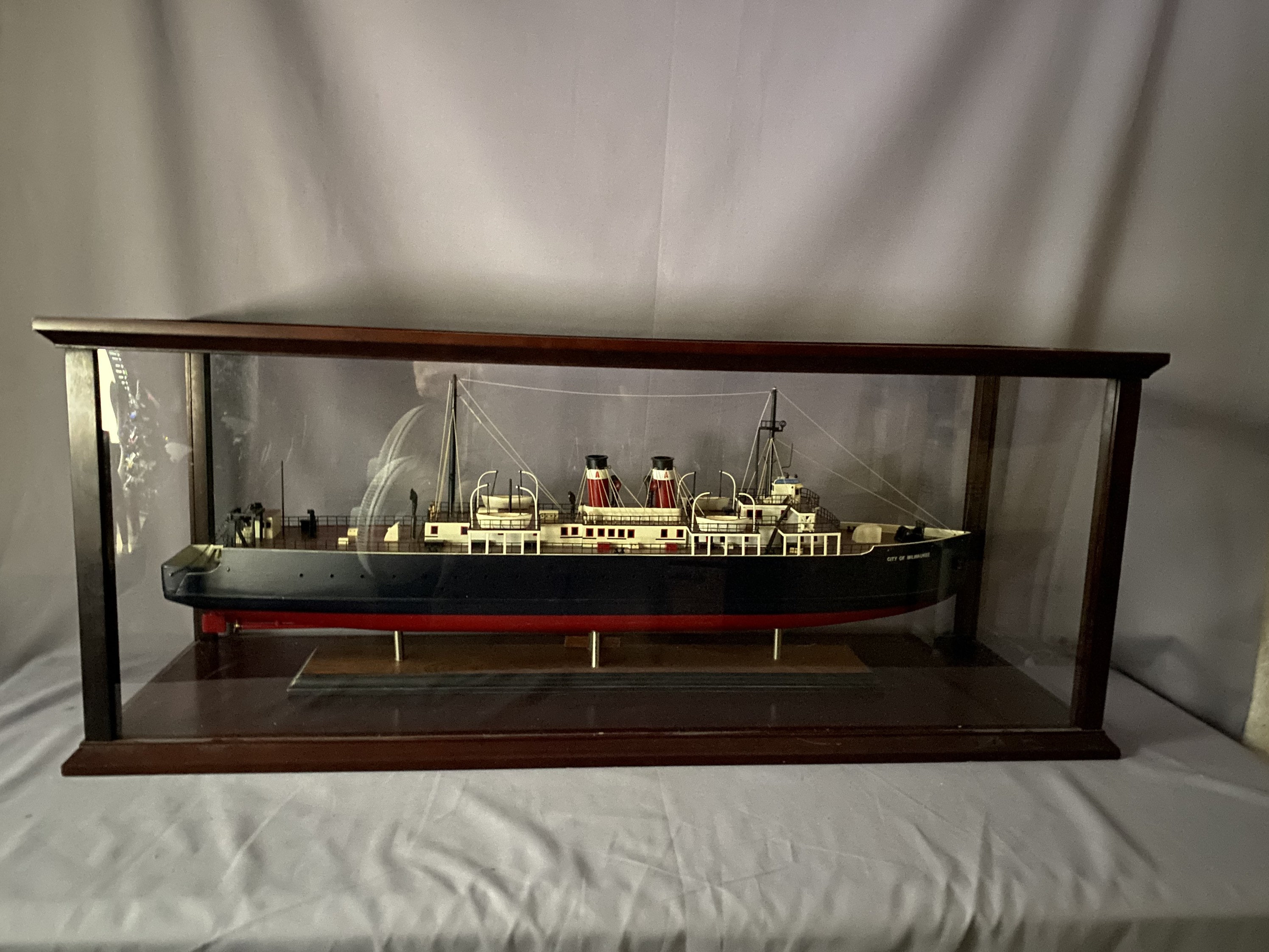 Vintage SS Milwaukee Model Ship in Display Case 