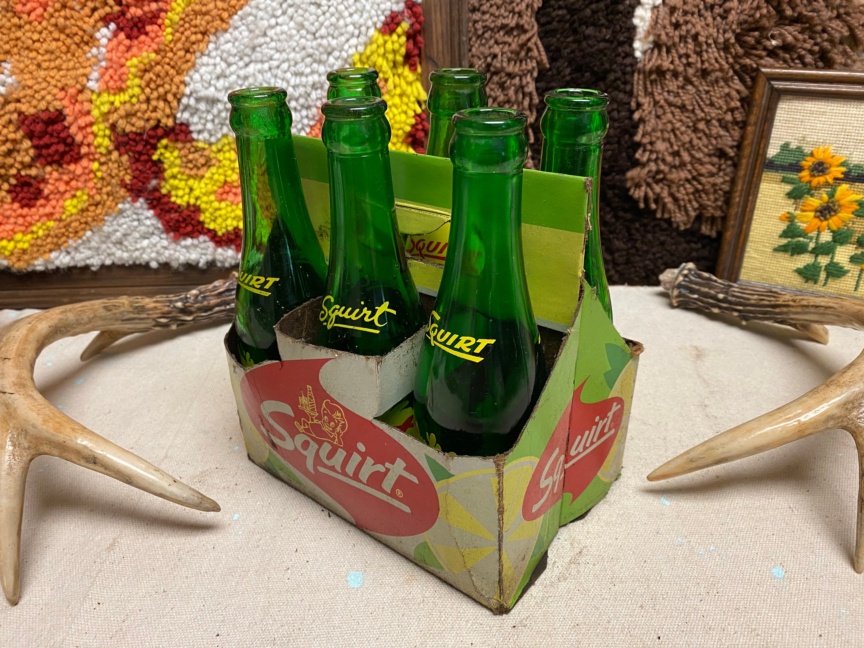 Vintage Squirt Carrier and 6 Vintage Glass Squirt Bottles - Etsy