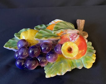 Vintage Mid Century Modern Vietri Majolica Pottery Fruit Wall Hanging