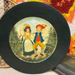 Vintage 14&quot; Rosemaling Hand Painted Norwegian Style Wood Plate