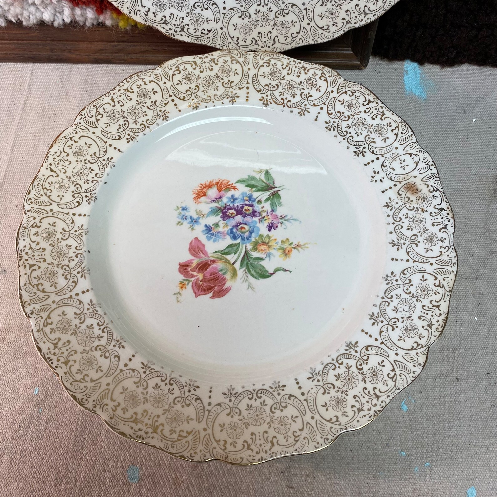 5 Vintage Keystone Canonsburg Pottery “spring Glory” 10” Dinner Plates ...