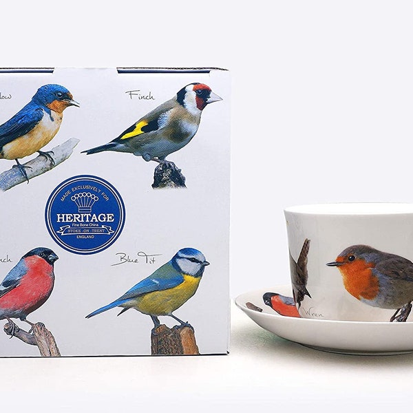 fine bone china breakfast cup and saucer garden birds design