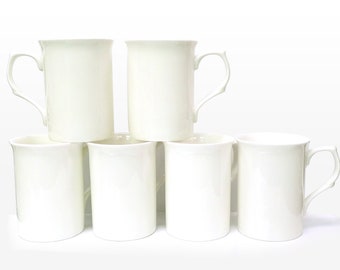 fine bone china white castle  set of 6 10oz mugs