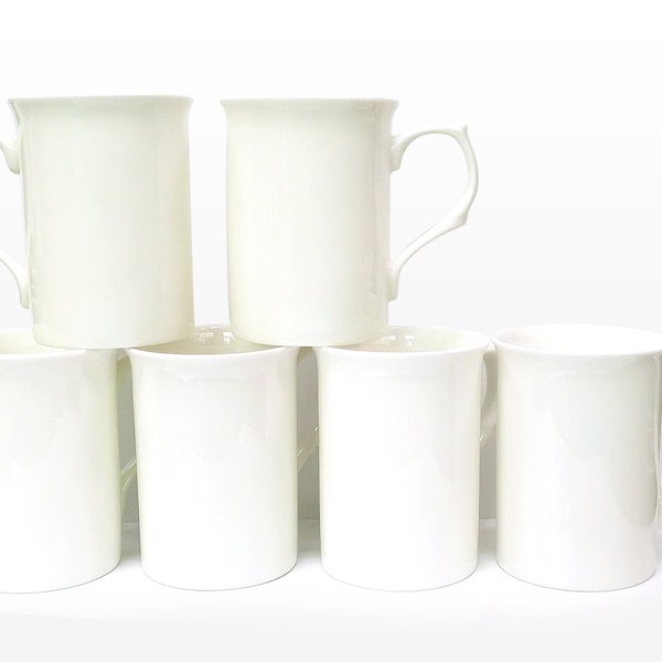 fine bone china white castle  set of 6 10oz mugs