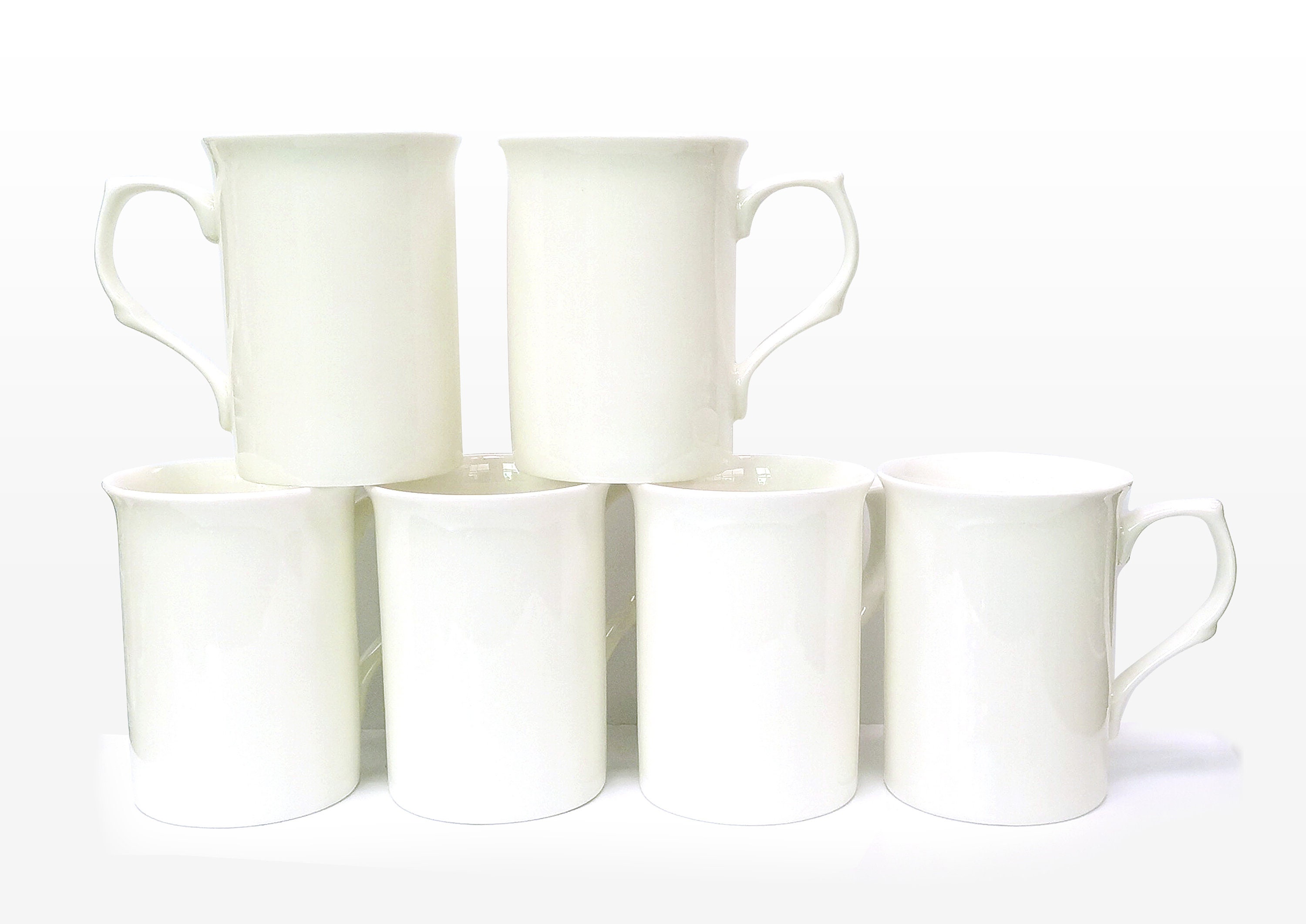 Fine Bone China White Castle Set of 6 10oz Mugs - Etsy UK