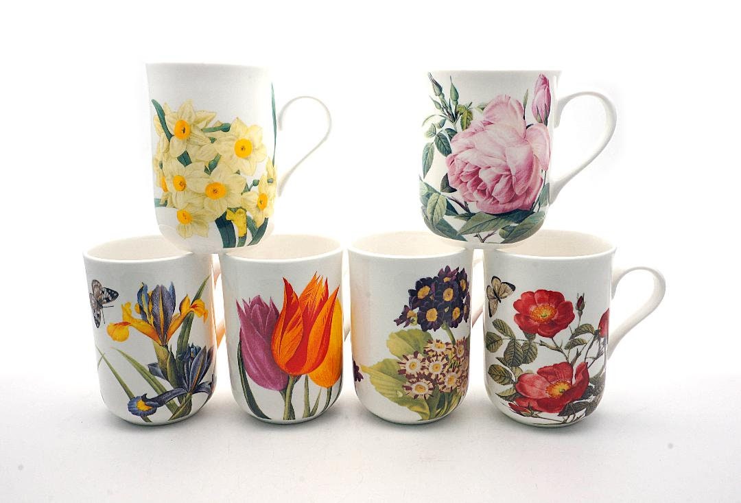 Heritage set of 6 flower mugs 10oz fine bone china Etsy
