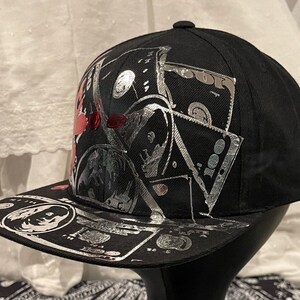 Hand Pressed Black Snapback Hat - Unique 1 of a Kind