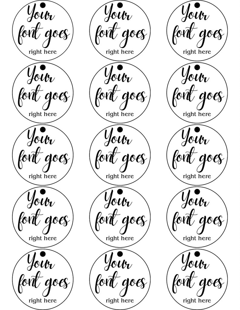 Gift Tag Template, Canva Template, Circle, Custom Tag, Calligraphy