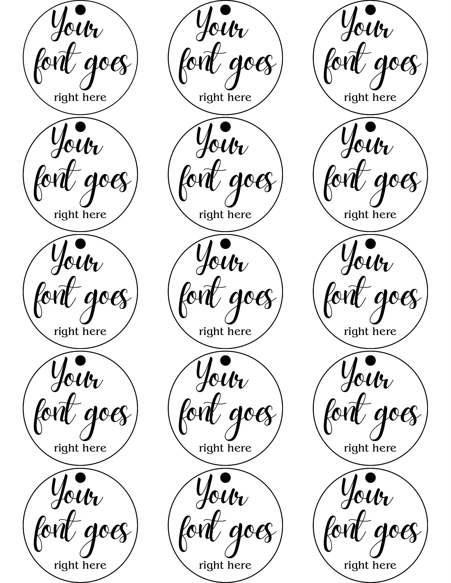 Gift Tag Template, Canva Template, Circle, Custom Tag, Calligraphy