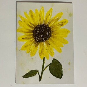 Pastellkarte Sonnenblume, Blumenkarte, Grußkarte, blanko, Original, Zeichnung, Dankeschön