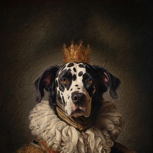 Retrato de rey de mediados de siglo, retrato de mascota renacentista, retrato de mascota real, retrato de mascota personalizado a partir de una foto, regalo por la pérdida de una mascota, regalo conmemorativo para una mascota