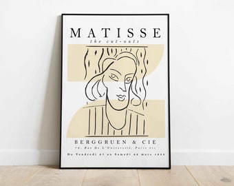 Matisse One Line Drawing Print, Digital Exhibition Poster, Printable Wall Art Download, Henri Matisse Abstract Painting Art,