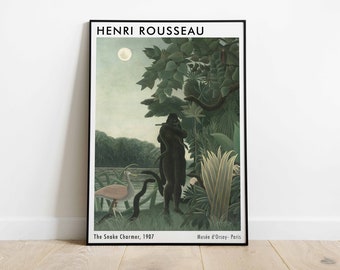 Henri Rousseau The Snake Charmer Exhibition Poster Art Print, Printable Wall Art, Office and Home Decor, Downloadable Vintage Picture Poster