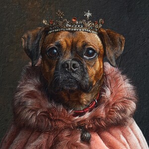 Custom Royal Dog Portrait Canvas, Royal Pet Portrait, Renaissance Pet Portraits for Dog Owner, Digital Dog Portrait from Photo, Gift For Her