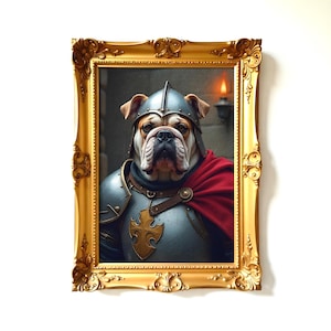 Knight Medieval Style Pet Portrait, Regal Pug Portrait, Canvas Dog Art, Royal Pet Portrait, Custom Pet Loss Gift, Memorial Dog Owner Gift