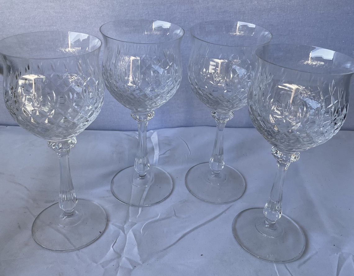 4 Vintage Mikasa Crystal Wine Glasses Etsy