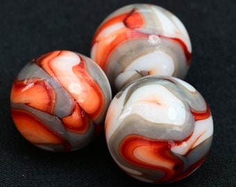 Sammy's Mountain Marbles A-B Run. 3er Set Schöne Schiefer und Rot W.V. Swirl Marbles 5/8''