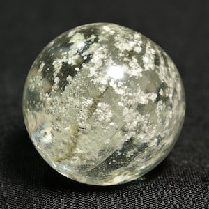 Large Mica Marble; German Handmade Antique, Fantastic Ghost Core Snowstorm Early Pontil Style 1850-1880. 13/16&#39;&#39; Shooter.