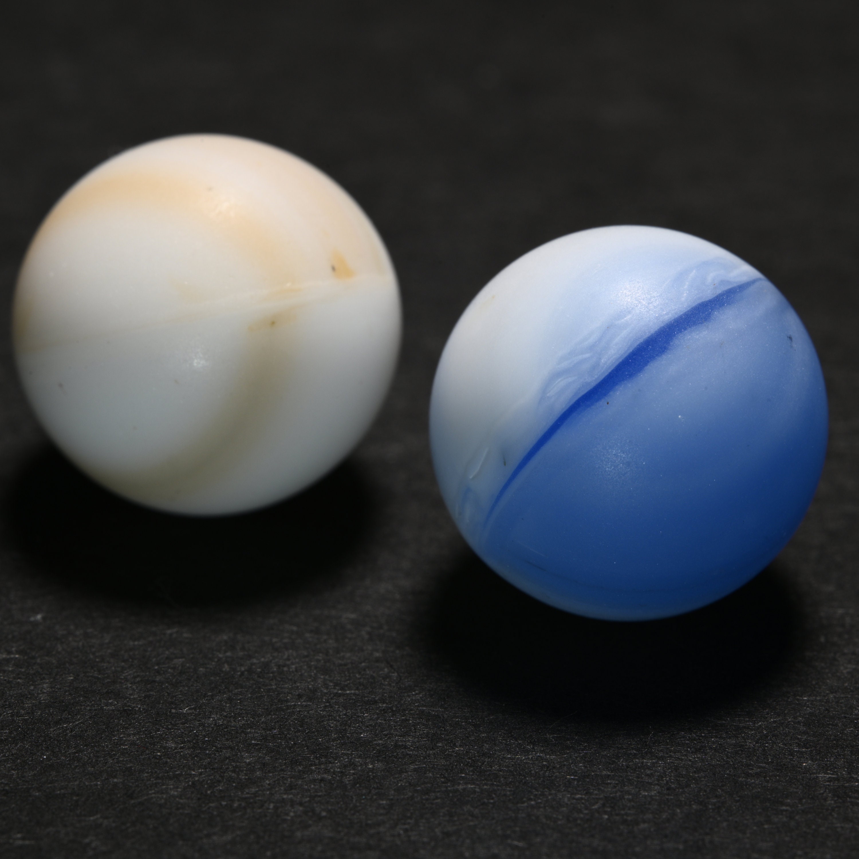 Czech Bullet Mold Marbles Vintage Pair Unusual Harder to Find 1970's Frosty Tactile Texture 19/32''