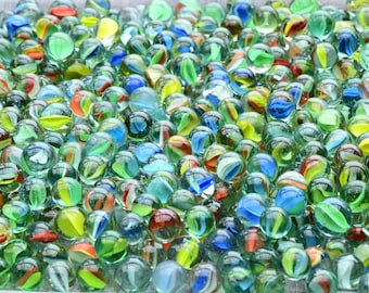 100 Vintage Cat's Eye Marbles, Mixed Bright Colors, Retro Craft Projects