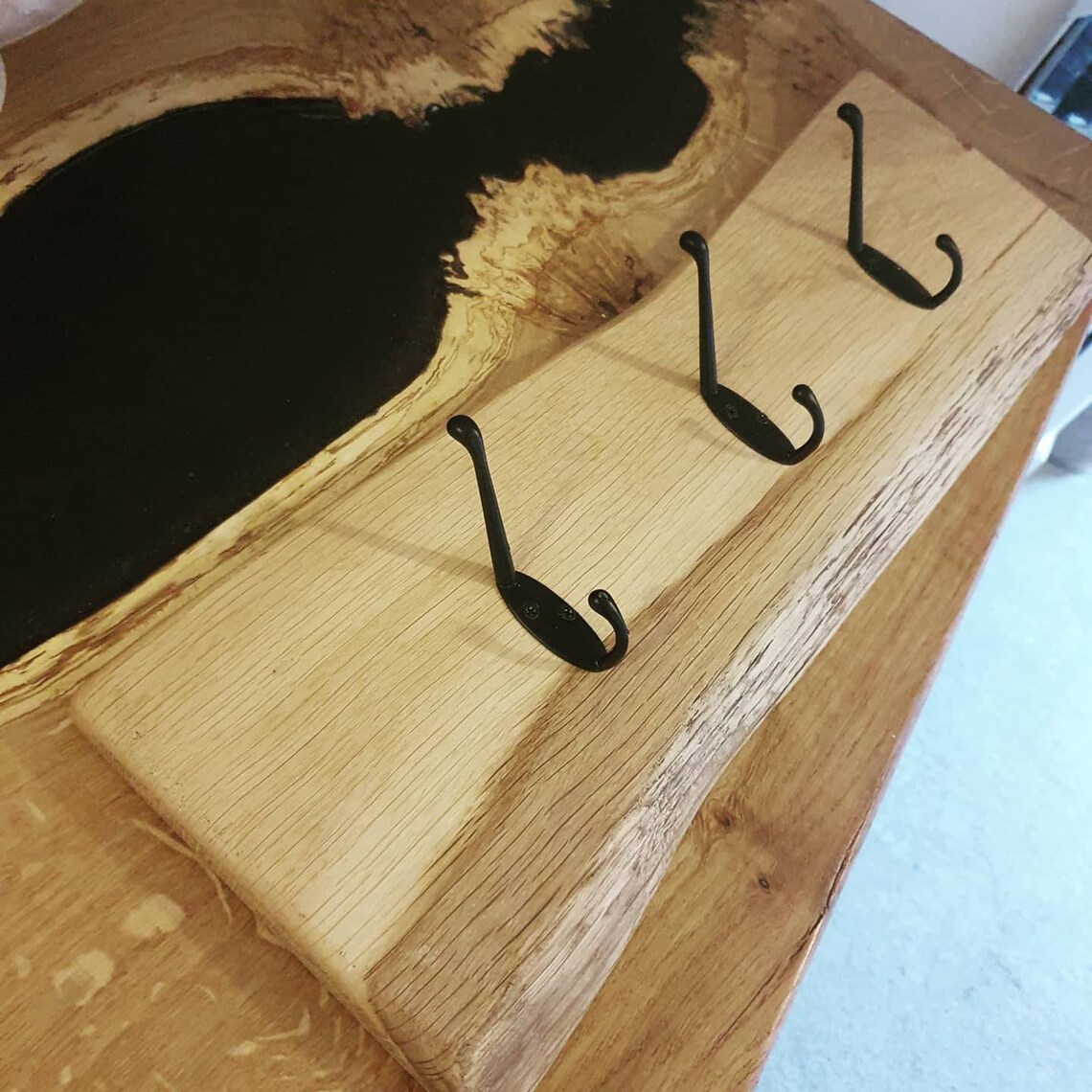 Solid Oak waney edge coat hook rustic Etsy