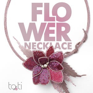 Geometric Flower Necklace – Beaded Floral Statement Choker – Handmade Art Jewelry – Luxury Gift for Her