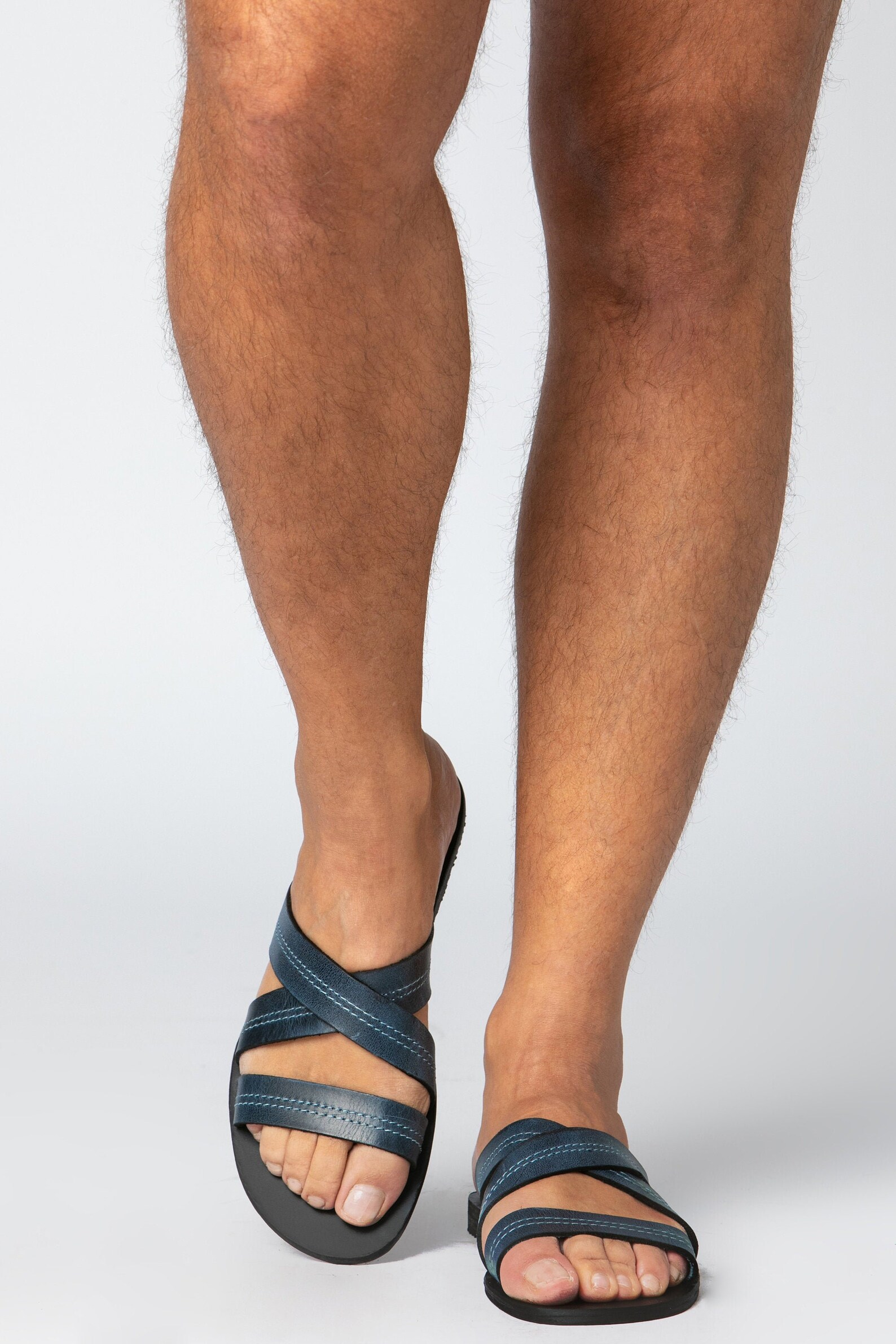 Leather sandals for men Summer sandals Blue & Black sandals | Etsy