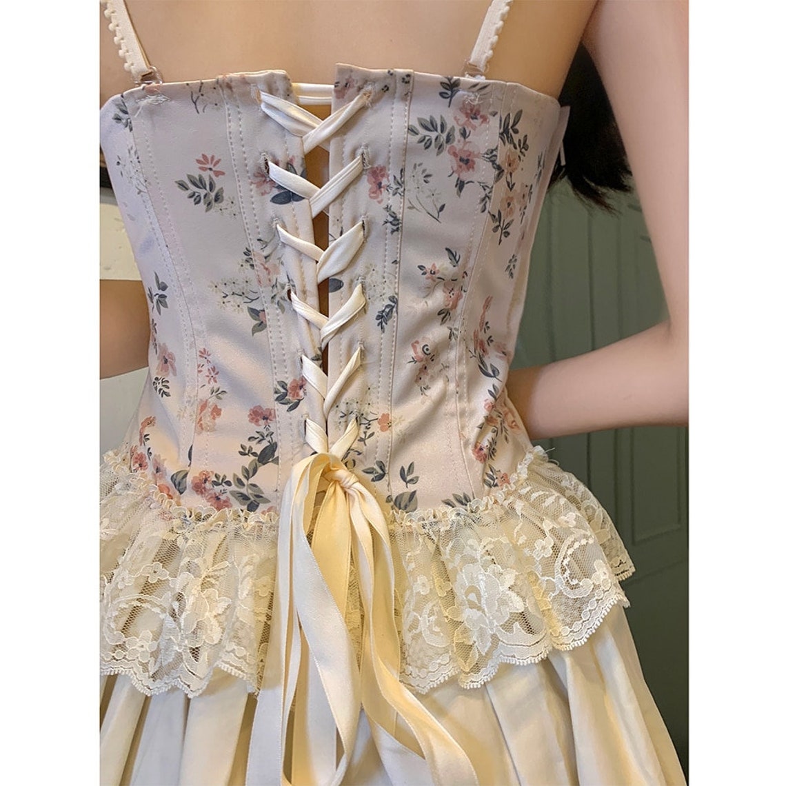 Floral bustier corset style vintage pink sleeveless cottage Etsy