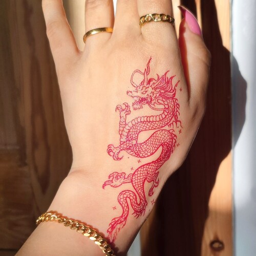 Temporary Tattoo Red Dragon Yin And Yang Chinese Etsy Temporary Tattoo Red Dragon Yin And Yang Chinese Etsy