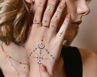 Semi-Permanent Tattoo | Moroccan Berber Hand Tattoo Set | Lasts up to 2 weeks | Temporary Tattoo | Holiday Gift Idea | Jagua henna