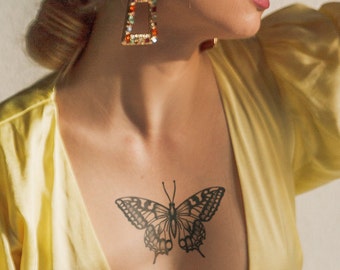 Semi-Permanent Tattoo | Large Butterfly Tattoo | Stain Lasts up to 2 weeks  | Gift Idea | Jagua henna | Fineline | Temporary | Traditional