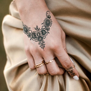 Semi-Permanent Tattoo | Delicate Floral Henna | Waterproof | 2 weeks | Temporary Tattoo | Holiday Gift Idea | Jagua henna | tatouage temp