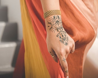 Semi-Permanent Tattoo | Detailed Moroccan Berber Hand Tattoo Set | Lasts up to 2 weeks | Temporary Tattoo | Holiday Gift Idea | Jagua henna