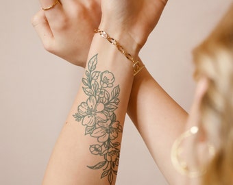 Floral Arm Semi-Permanent Tattoo | Lasts up to 2 weeks | Temporary Tattoo | Gift Idea | Jagua henna | tatouage temporaire | Wrap Around Band