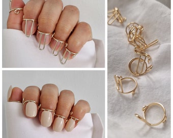 Trending New Nail Rings | Pack of 10 Adjustable Dainty Rings | Gold/Silver Plated Copper | Wudu Friendly | Halal | For Press on Nails | Gift