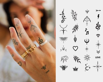 Semi-Permanent Tattoo | Tiny Tattoo Pack x 27 | Lasts up to 2 weeks | Gift Idea | Temporary Tattoo | Jagua Henna | tatouage temporaire