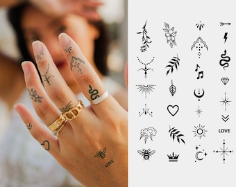 Semi-Permanent Tattoo | Tiny Tattoo Pack x 27 | Lasts up to 2 weeks | Gift Idea | Temporary Tattoo | Jagua Henna | tatouage temporaire