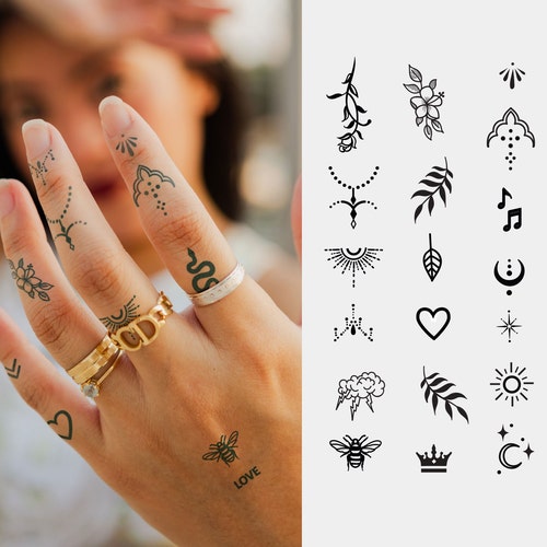 Mini Black Temporary Tattoo Set | Simple tattoo designs, Small tattoos  simple, Black temporary tattoo