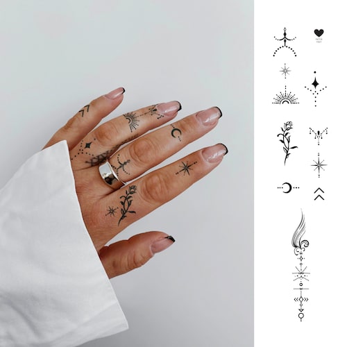 Simple Finger Tattoo Stickers Small Butterflies Small Hearts - Temu