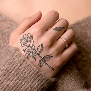 Semi-Permanent Tattoo | Classic Realistic Rose with Falling Petal | Lasts up to 2 weeks | Holiday Gift Idea | Temporary Tattoo | Jagua Henna