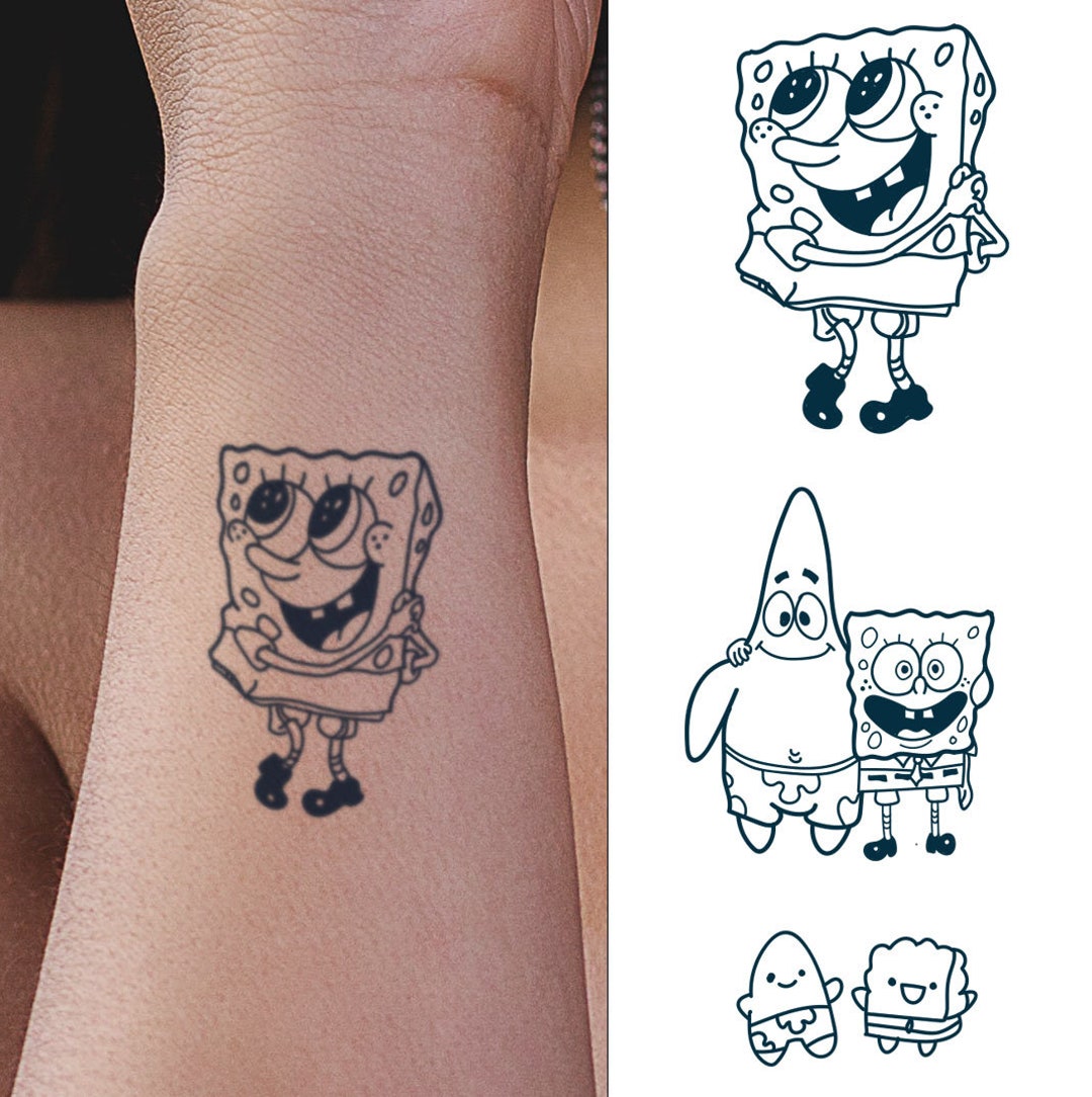 Semipermanent Tattoo Sponge Bob Tattoo Pack Lasts up to 2 Weeks Fun