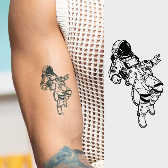 Buy Astronaut Temporary Tattoo Fake Tattoo Black Tattoo Flash Online in  India  Etsy