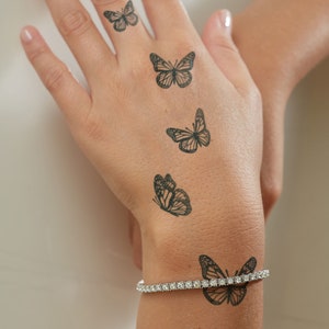 Semi-Permanent Tattoo Pack of Flying Butterflies x 14 Lasts up to 2 weeks Holiday Gift Idea Temporary Tattoo Henna Jagua image 1