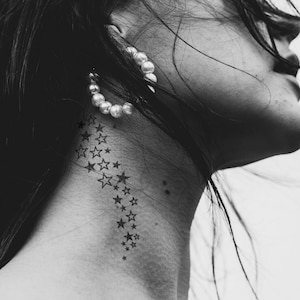 Semi-Permanent Tattoo | Stars | Neck Tattoo | Lasts up to 2 weeks | Holiday Gift Idea | Temporary Tattoo | Instant Jagua Henna Sticker