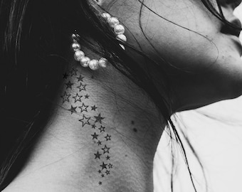 Semi-Permanent Tattoo | Stars | Neck Tattoo | Lasts up to 2 weeks | Holiday Gift Idea | Temporary Tattoo | Instant Jagua Henna Sticker