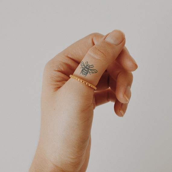 Semi-Permanent Tattoo | Tiny Honey Bee x 2  | Lasts up to 2 weeks | Holiday Gift Idea | Temporary Tattoo | Jagua Henna | Tiny  Finger Tattoo