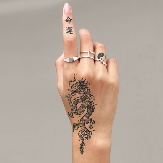 Tatouage semi-permanent Dragon Tattoo set Yin Yang Destiny